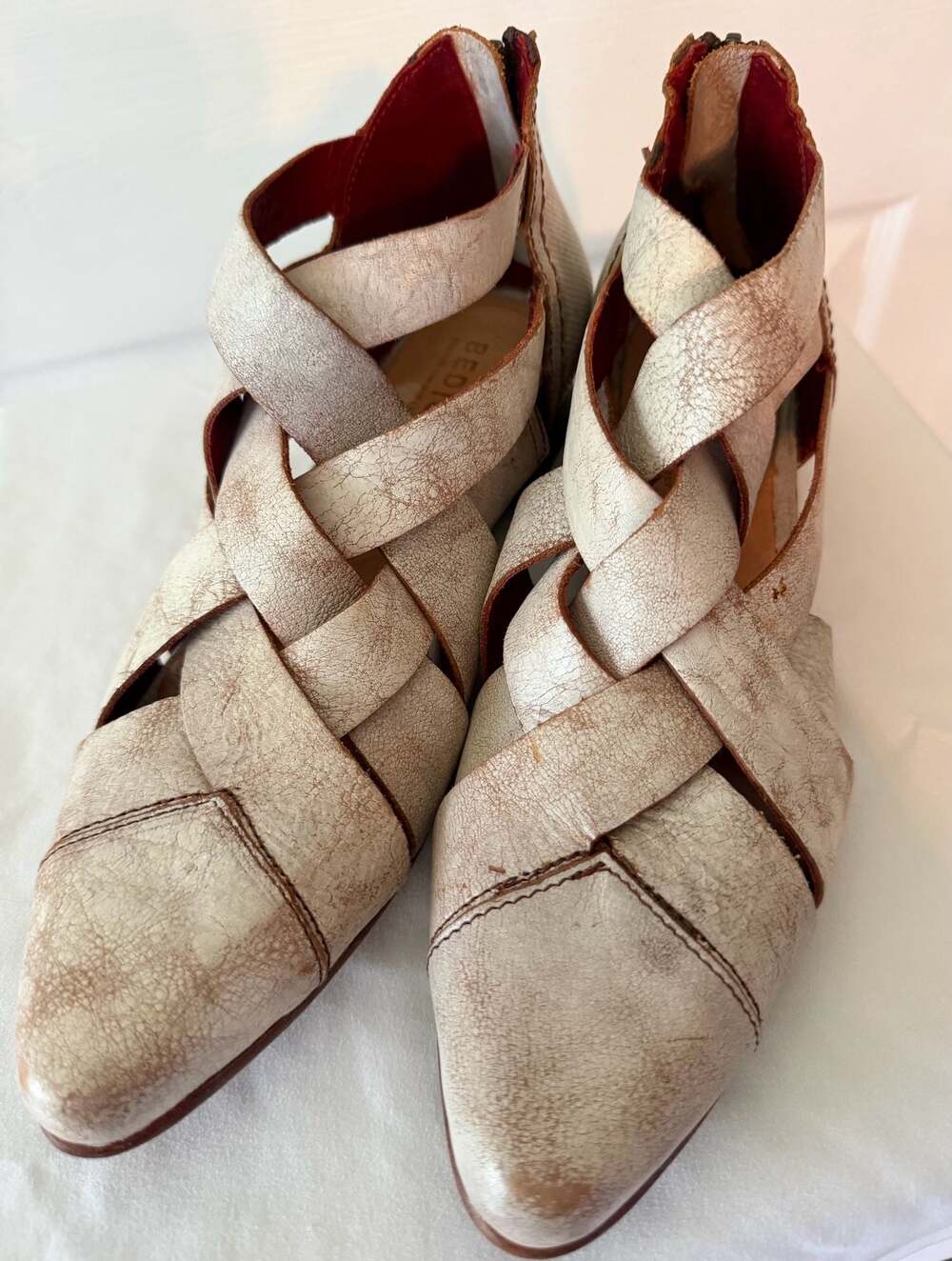 Bed Stu Brittany Woven Leather Sandal Booties in Nectar Lux